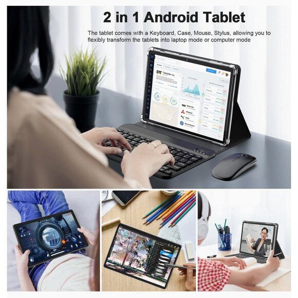 Android 13 2 in 1 Tablet 6GB + 128GB 10 inch Used Once NO FLAWS Wiped Out - Picture 4 of 6